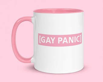 Gay Panic / GAY GASP Pink Akzent-Tasse - 11 Unzen Campy Chaos