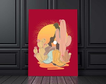 Vintage Brokeback Cowboy Sonnenuntergang Druck Western Gay Pride Poster