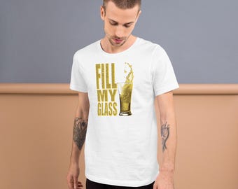 Weißes „Füll mein Glas“-T-Shirt – Cum Dump Edition
