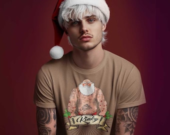 Kinky Santa Tattooed Weihnacht T-Shirt - Freches Weihnachtsdesign
