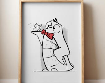 A Curious Moment | Whimsical Penguin Wall Art Print