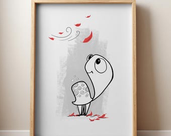 Take It Slow | Whimsical Turtle Wall Art Print