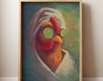 Rooster at the Spa – Whimsical Rooster Art Print
