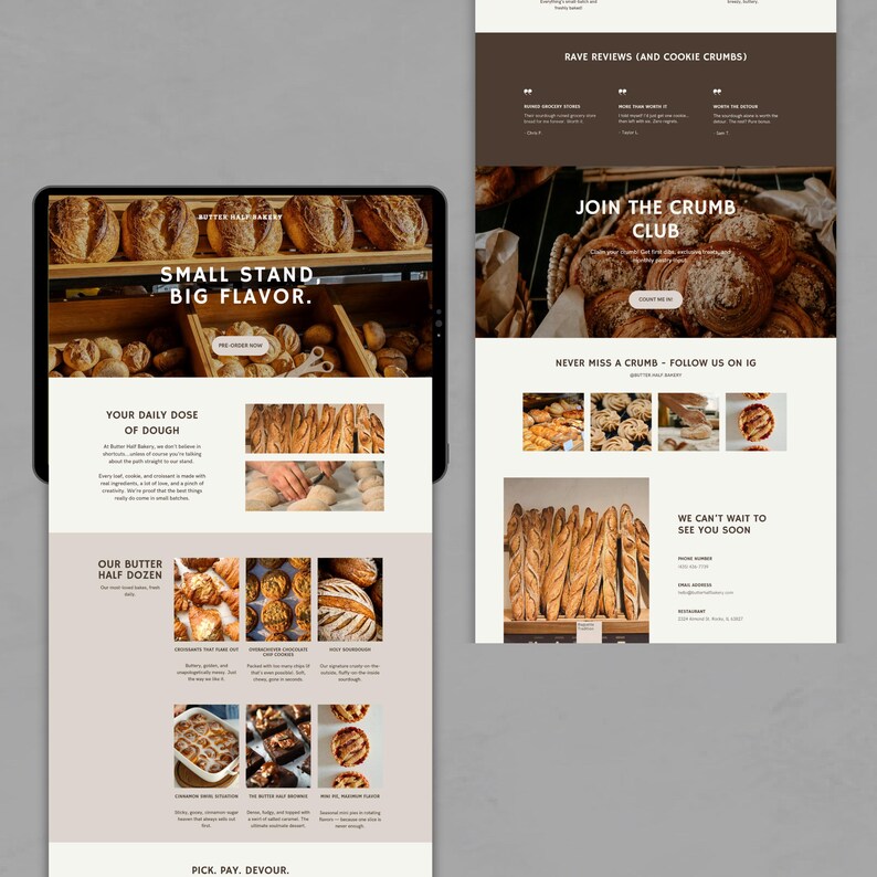 Bread Showcase Layout Canva Bakery Website Template: Modern Theme (digital Download) - Etsy