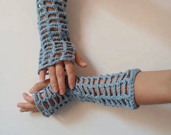 Mangas de crochet de algodón.