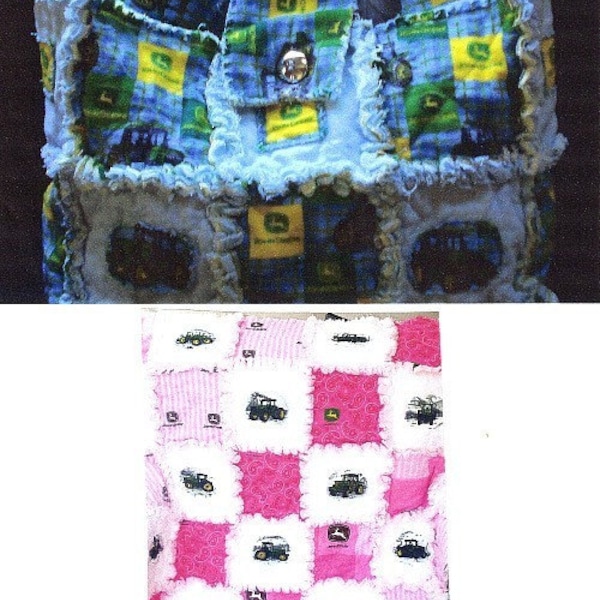 Sew Ez PDF Sewing Instructions Pattern To Make Rag Quilt Blankets AND Rag Tote/ Diaper Bags