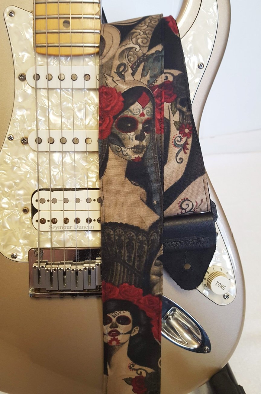 Gothic Las Elegantes Day of the Dead Girls Guitar Strap Etsy