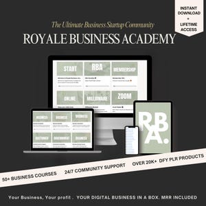 Royale Business Academy| RBA | MRR Course on Skool | Business Startup Guide | PLR Digital Products | Resell Rights | Digital Marketing
