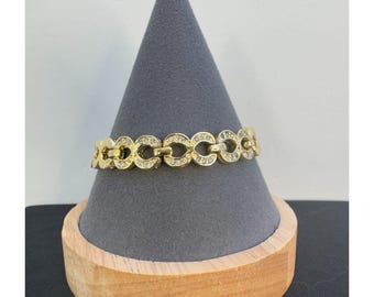 Pulsera vintage de eslabones dorados con cristales, joyería de moda, brazalete