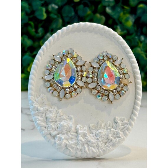Iridescent AB Rhinestone Statement Earrings: Bold… - image 2