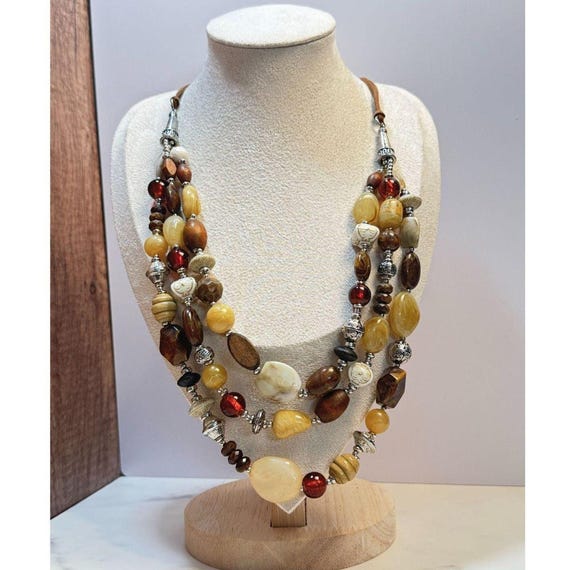 Retired Premier Designs "Sundance" Earth Tones Multistrand Necklace