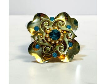 Broche/Colgante vintage de Sarah Coventry "Golden Sunburst" de 1949.