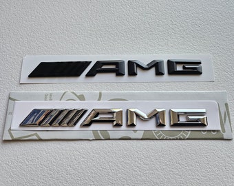 AMG Logo  voor kofferbak  zilver-mat zwart 19 cm x 2 cm