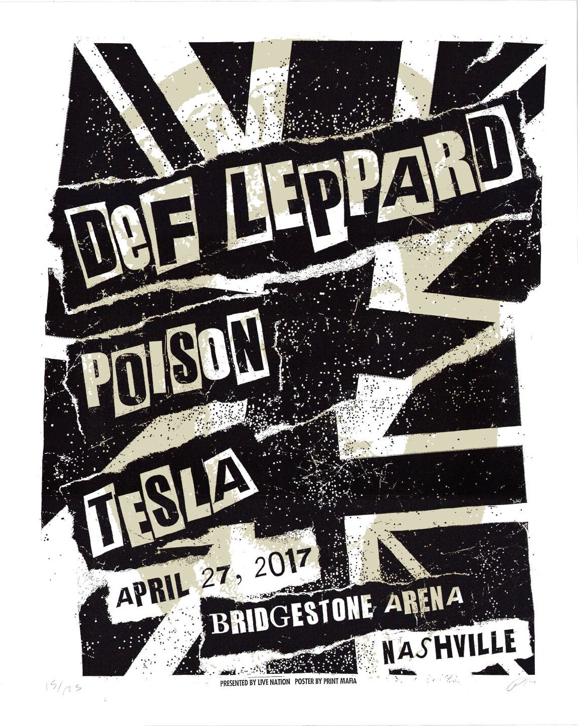 Def Leppard Poison Tesla Nashville Screen Print Concert Poster Etsy