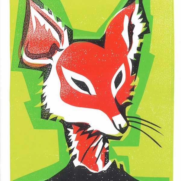 Mr. Fox Hand Cut Animal Screen Print by Print Mafia