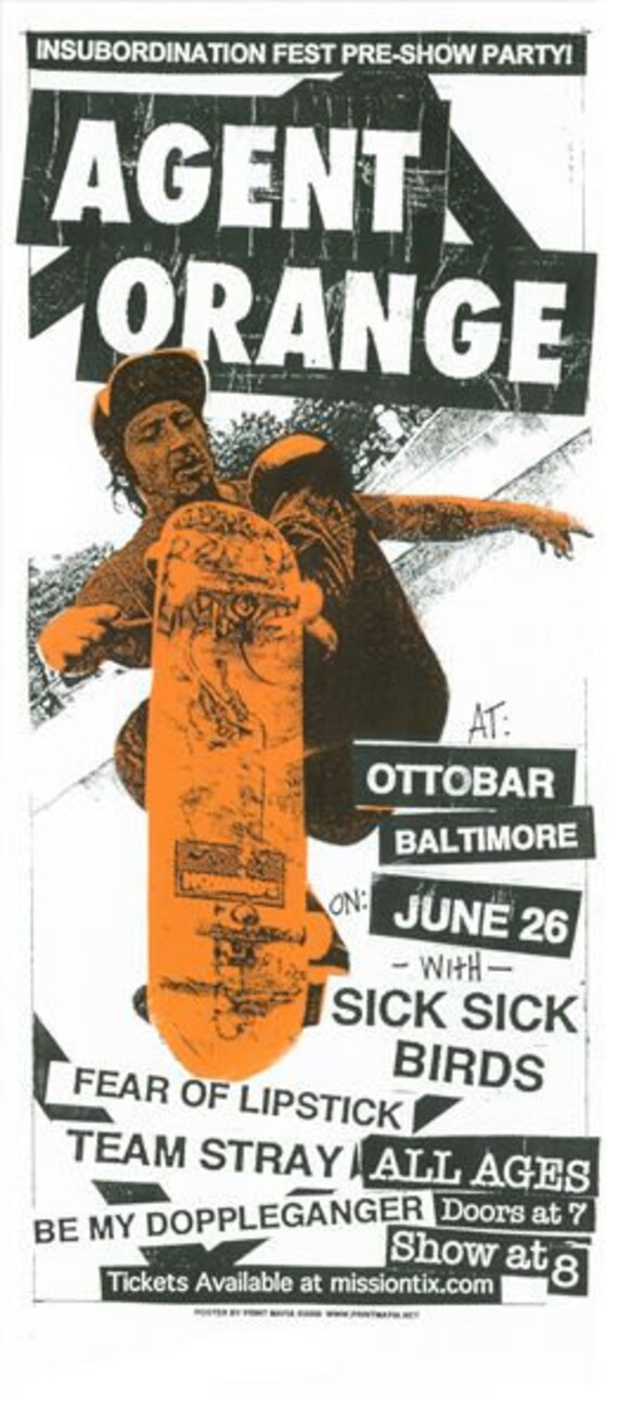 Agent Orange Screen Print Concert Poster By Print Mafia Etsy Agent Orange Screen Print Concert Poster By Print Mafia Etsy