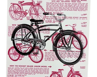 Rocket Bicycles Screen Print Art Print by Print Mafia