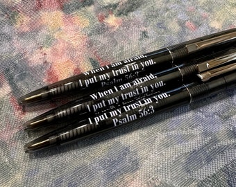 When I am afraid I put my trust in you Psalm 56:3 bic gold click pen