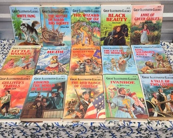Great Illustrated Classics Book Lot of 15 Black Beauty, White Fang, Little Women