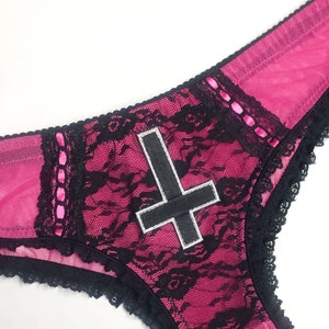 Black Inverted Cross Panty with Lace Accents Pick Your Size image 1