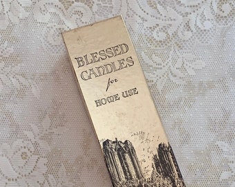 Vintage Blessed Candles New in Box - 50% Beeswax - Made in USA - Will and Baumer Candle Co - Religious 1940s