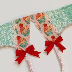 Metallic Turquoise Valentine Cupcake Panty Pick Your Size Made To Order Plus Size Available image 3