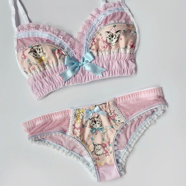 Pastel Pink Valentine Kitten Panty - Pick Your Size