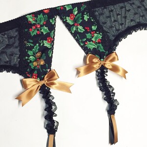 Black Heart & Vintage Holiday Woodland Print Bra Pick Your Size Vintage Christmas Reindeer Custom image 3