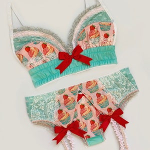 Metallic Turquoise Valentine Cupcake Panty Pick Your Size Made To Order Plus Size Available image 2