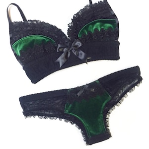 Velvet Holiday Panty with Embroidered Lace Accents - Pick Your Size / Pick Your Color