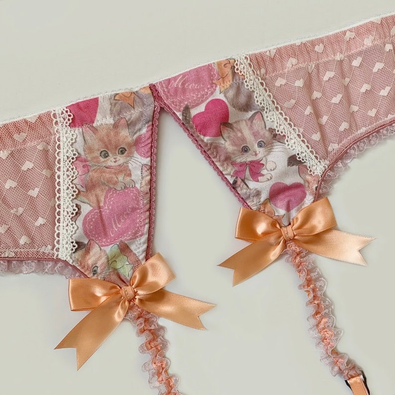 Rose Pink Valentine Kittens & Hearts Bra Pick Your Size image 4