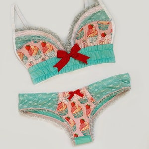 Metallic Turquoise Valentine Cupcake Panty Pick Your Size Made To Order Plus Size Available image 1