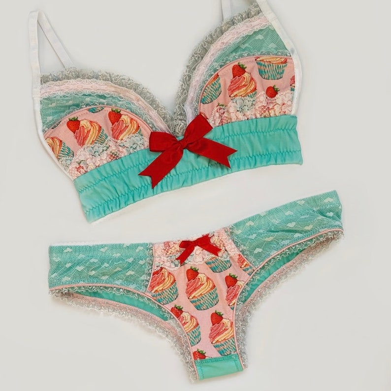 Metallic Turquoise Valentine Cupcake Panty Pick Your Size Made To Order Plus Size Available image 1