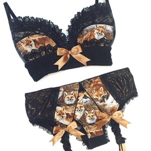Black Heart Fox Panty with Metallic Rose Gold Accents Pick Your Size image 2