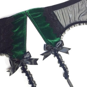 Velvet Holiday Garter Belt with Embroidered Lace Accents - Pick Your Size / Pick Your Color