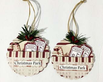 Christmas Park Tag/Bow/Embellishment/Ephemera