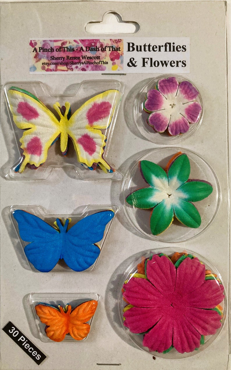 Package of Mulberry Paper Butterflies and Flowers image 2