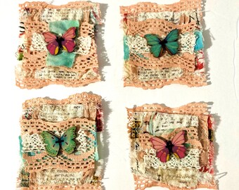 Butterfly and Lace Fabric Scrapbook Embellishments