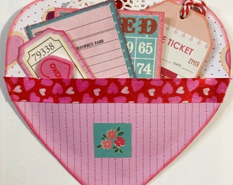 Valentine Heart Pocket Filled with 5 Items and Journaling Space