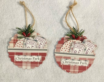 Christmas Park Tag/Bow/Embellishment/Ephemera