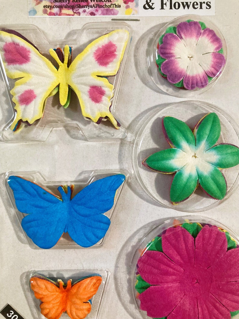 Package of Mulberry Paper Butterflies and Flowers image 3