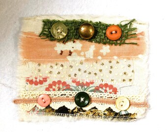 Fabric and Lace Embellishment/with or without cardstock envelope