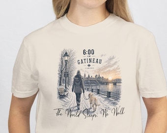 Gatineau Canada T-Shirt - Vintage Quebec Morning Walk Tee - Winter Sunrise Gatineau Shirt - Aesthetic Canada Travel Graphic