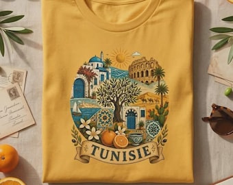 Vintage Tunisia Nature Illustration T-Shirt - Unisex