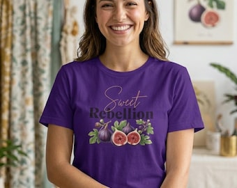 Fig Sweetness Graphic Tee | Rustic Mediterranean Fruit Illustration | Soft Aesthetic Nature Unisex Shirt