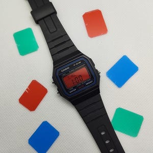 Casio F91W Color Filter Mod Kit: Red, Blue, Green LCD
