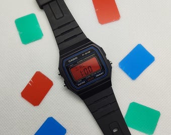 Casio F91W Color Filter Mod Kit: Red, Blue, Green LCD