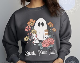 Spooky Plant Lady Ghost Sweatshirt, Halloween Floral Design