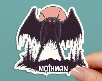 Mothman Cryptid Sticker, Spooky Halloween Vinyl Decal, West Virginia Folklore (Matte Finish)