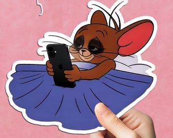 Sleepy Jerry Sticker: Funny Meme Cartoon Vinyl Decal